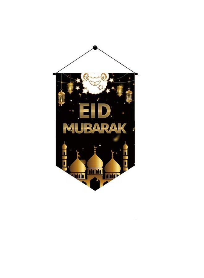 3PCS Ramadan Kareem & Eid Mubarak Hanging Banner Set – Islamic Door Wall Decoration Flags with Moon, Star & Mosque Design - Image 3